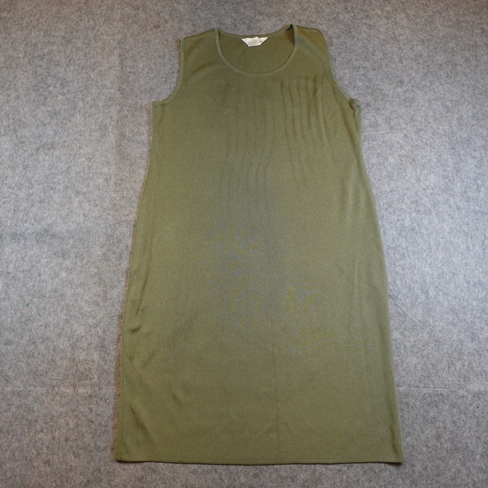 Misook Dress Women Extra Large Green Sleeveless Knit Acrylic Solid Midi Modest‎